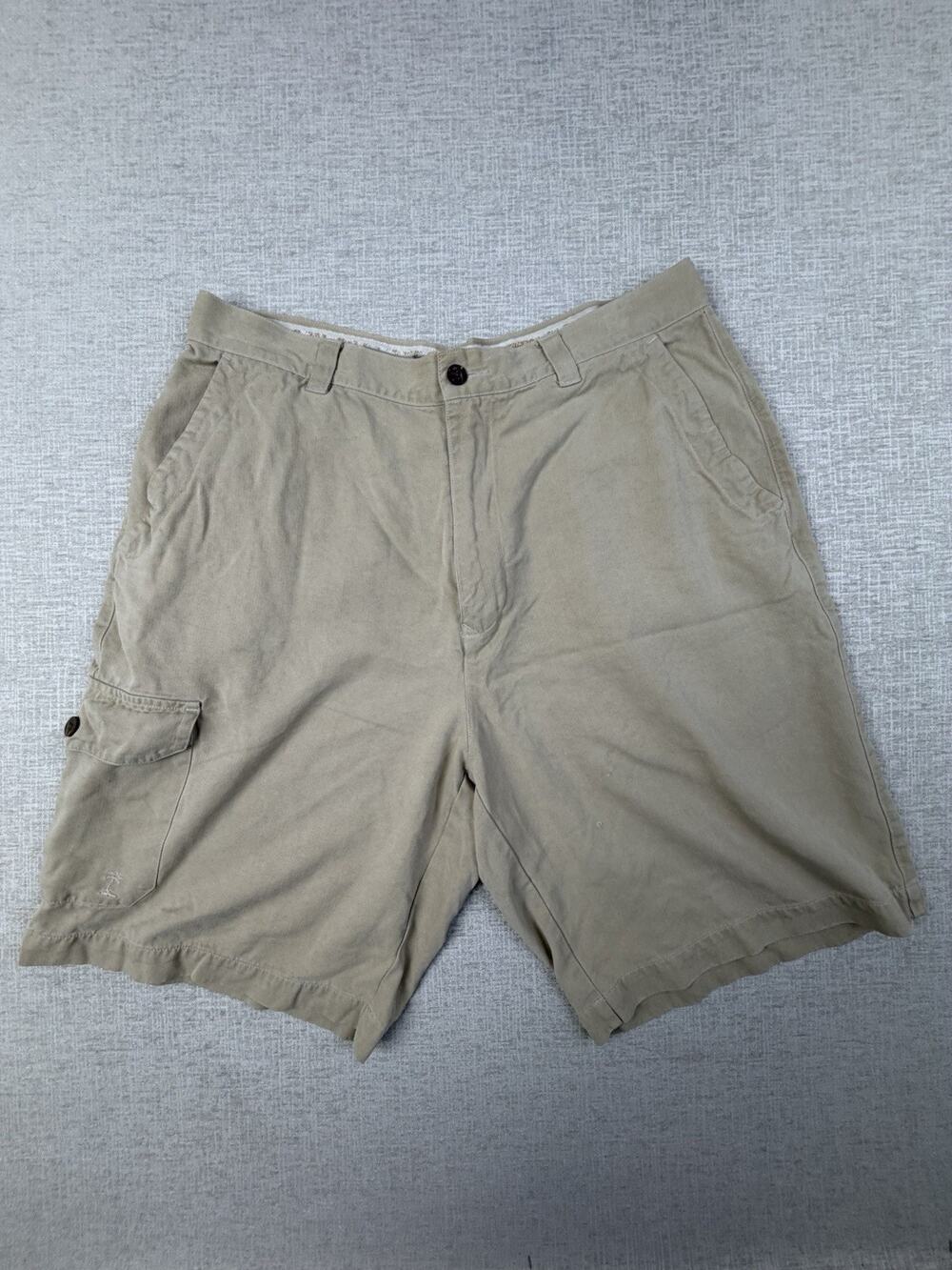 Tommy Bahama Men’s 100% Silk Cargo Shorts Size 33 Khaki Tan Fishing